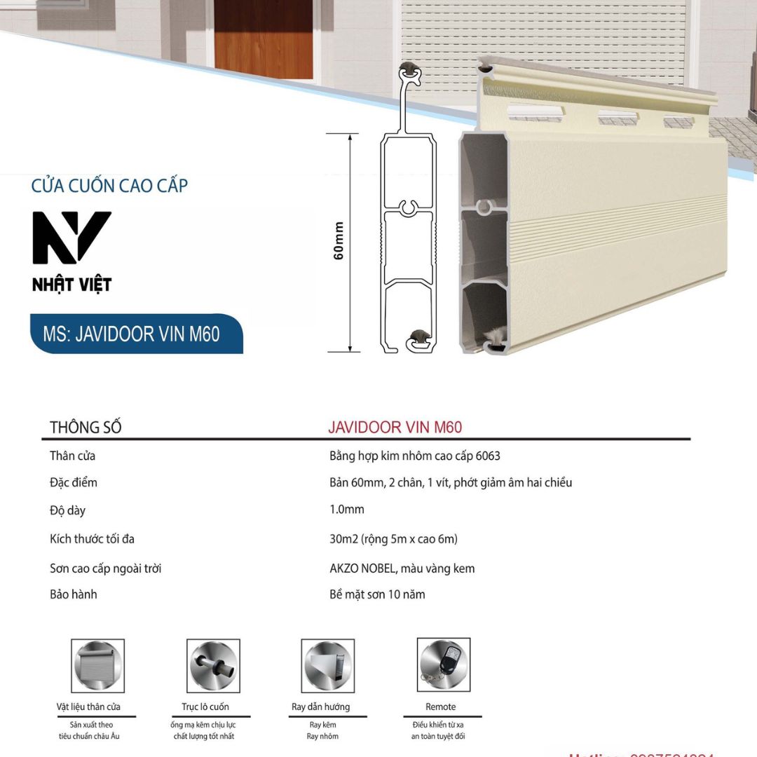 Cửa cuốn cao cấp javidoor vin M60